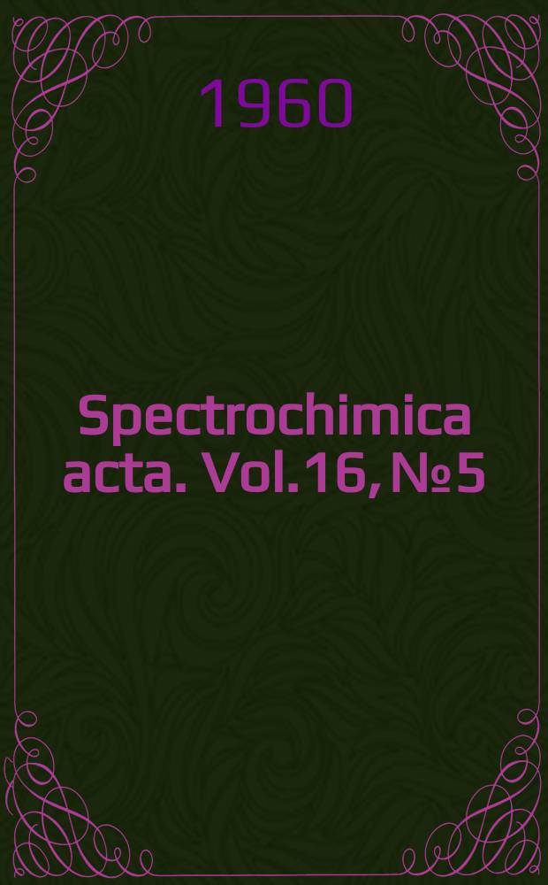 Spectrochimica acta. Vol.16, №5