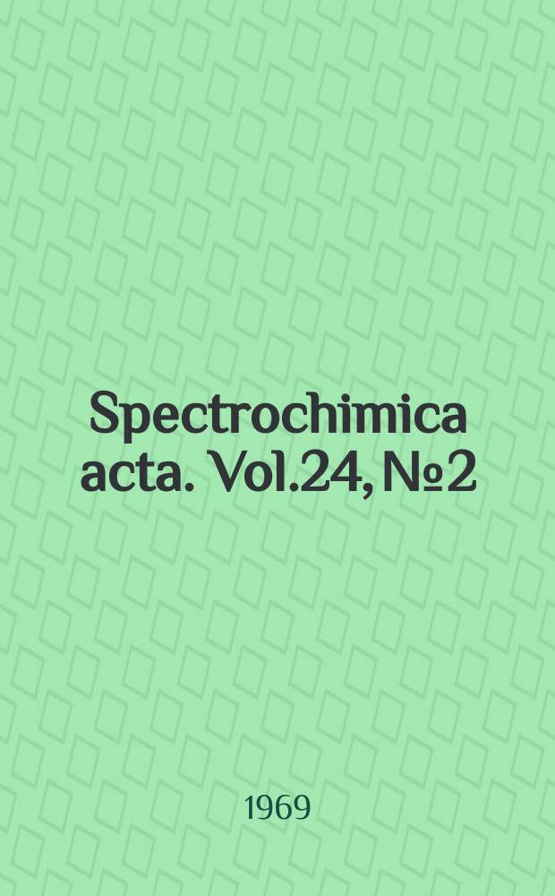 Spectrochimica acta. Vol.24, №2