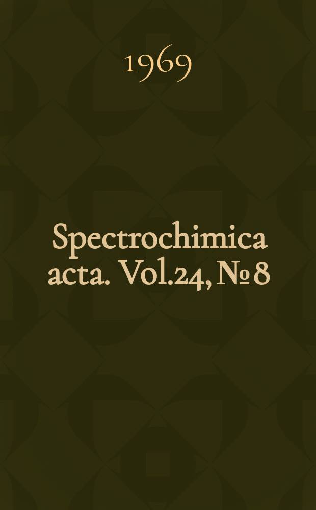 Spectrochimica acta. Vol.24, №8
