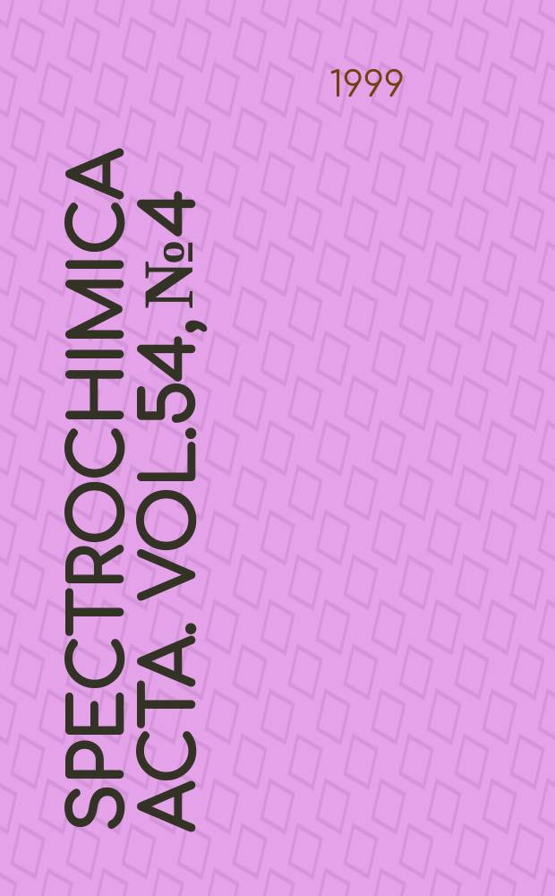 Spectrochimica acta. Vol.54, №4