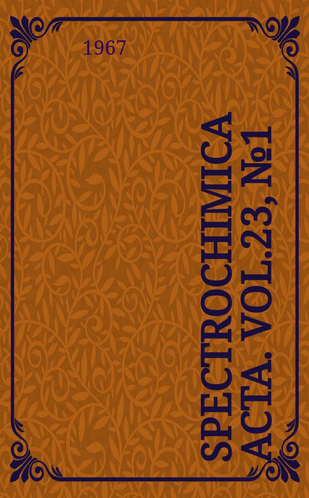 Spectrochimica acta. Vol.23, №1