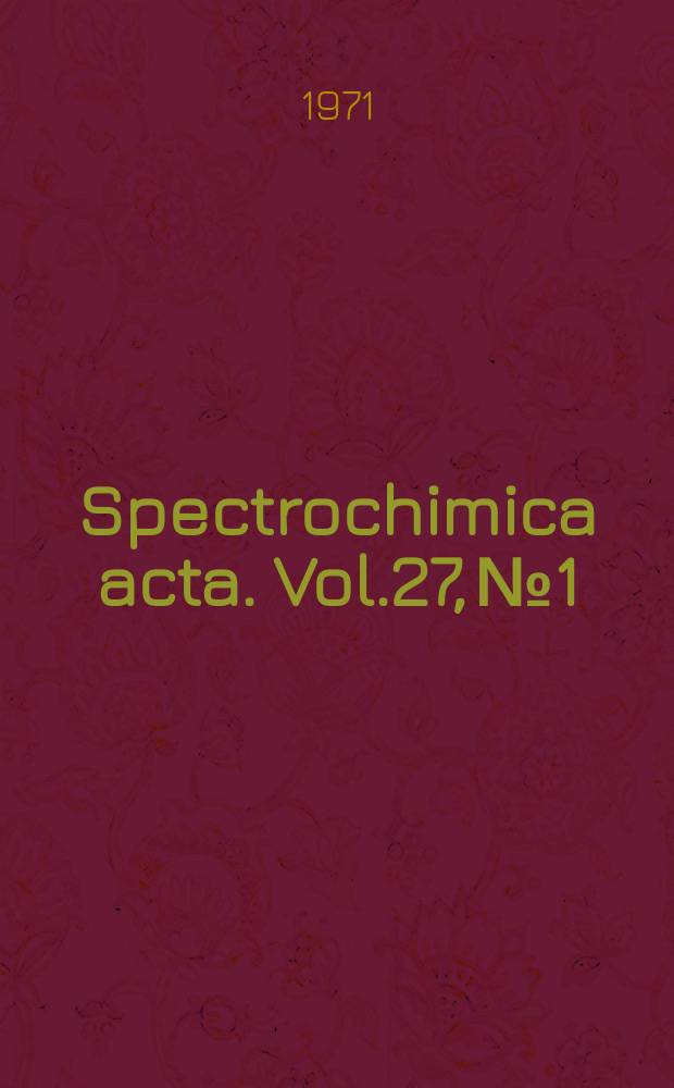 Spectrochimica acta. Vol.27, №1
