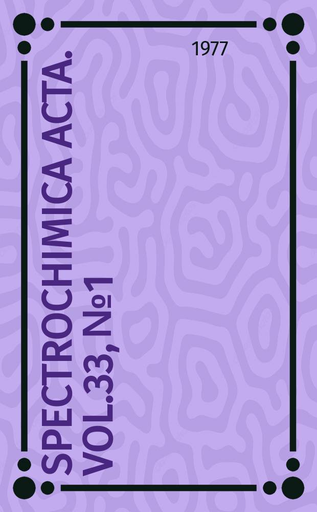 Spectrochimica acta. Vol.33, №1