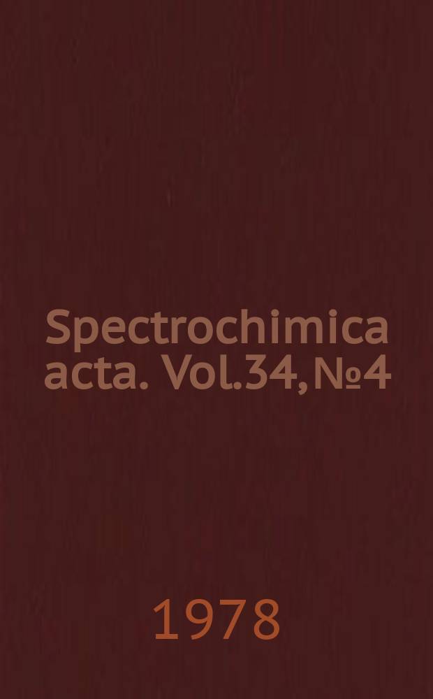 Spectrochimica acta. Vol.34, №4