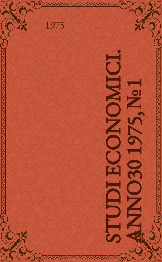 Studi economici. Anno30 1975, №1