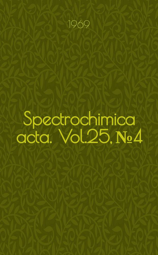 Spectrochimica acta. Vol.25, №4