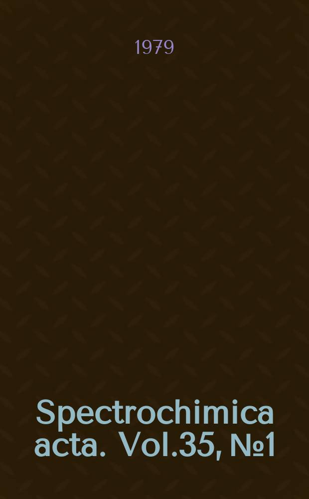 Spectrochimica acta. Vol.35, №1