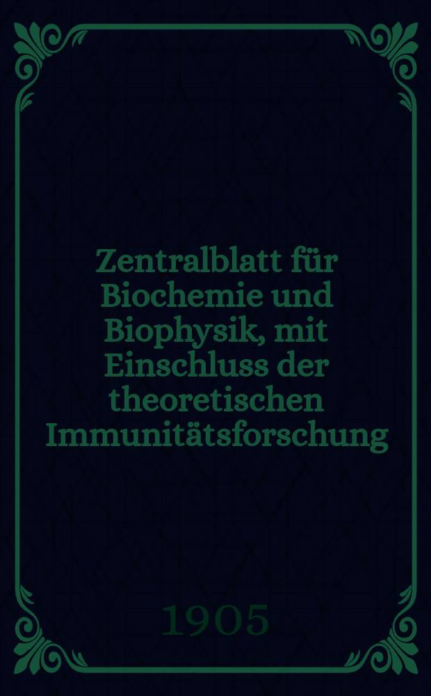 Zentralblatt für Biochemie und Biophysik, mit Einschluss der theoretischen Immunitätsforschung : Zentralblatt für die gesamte Biologie (N.F.). Bd.3, Указатель