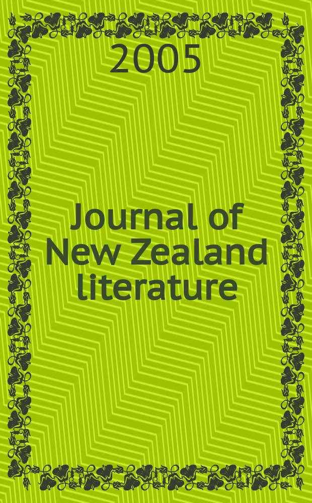 Journal of New Zealand literature : JNZL. № 23: 1 : From maning to mansfield