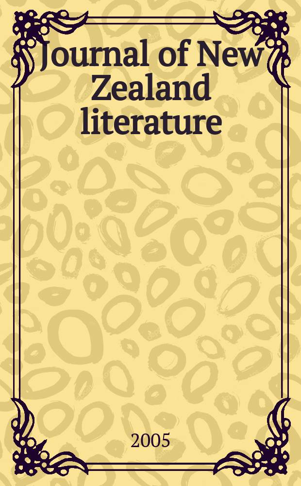 Journal of New Zealand literature : JNZL. № 23: 2
