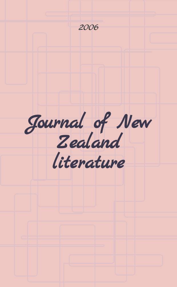 Journal of New Zealand literature : JNZL. № 24: 1