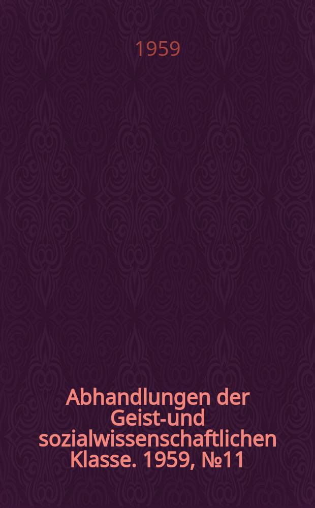 Abhandlungen der Geists- und sozialwissenschaftlichen Klasse. 1959, №11 : Varronische Studien