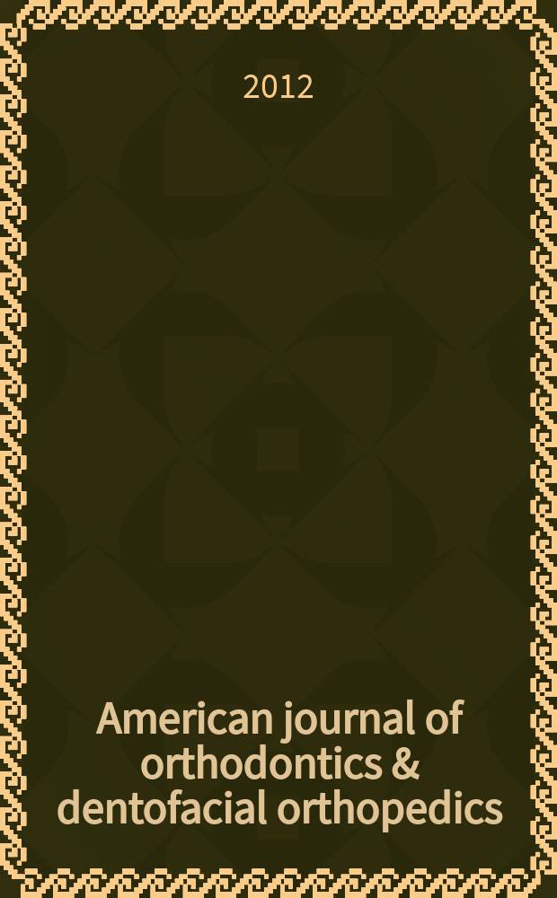 American journal of orthodontics & dentofacial orthopedics : AJO-DO official publication of the American association of orthodontists, its constituent societies, and the American board of orthodontics. Vol. 141, N 5