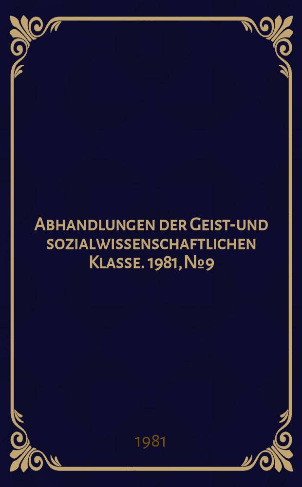 Abhandlungen der Geists- und sozialwissenschaftlichen Klasse. 1981, №9 : Pluralsuffixformen im Südwesttürkischen