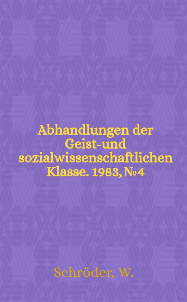 Abhandlungen der Geists- und sozialwissenschaftlichen Klasse. 1983, №4 : 'Arabel'-Studien