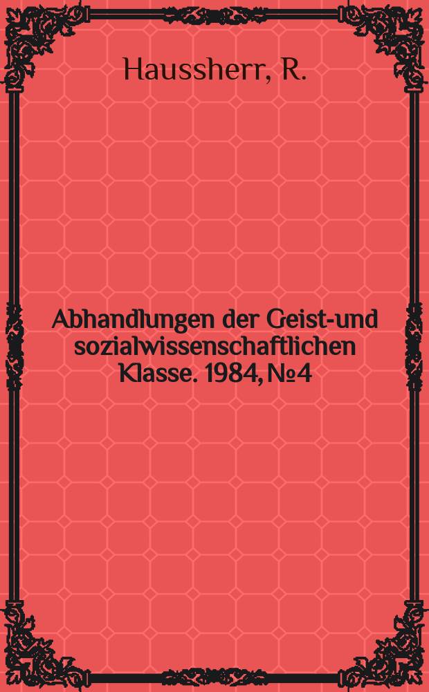 Abhandlungen der Geists- und sozialwissenschaftlichen Klasse. 1984, №4 : Convenevolezza