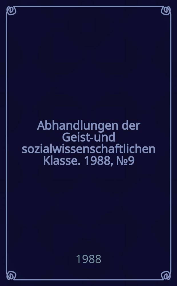 Abhandlungen der Geists- und sozialwissenschaftlichen Klasse. 1988, №9 : Überlegungen Platons im Theaetet