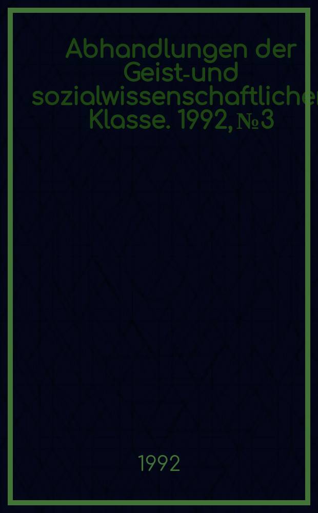 Abhandlungen der Geists- und sozialwissenschaftlichen Klasse. 1992, №3 : Die Namen in "Trojanerkrieg"
