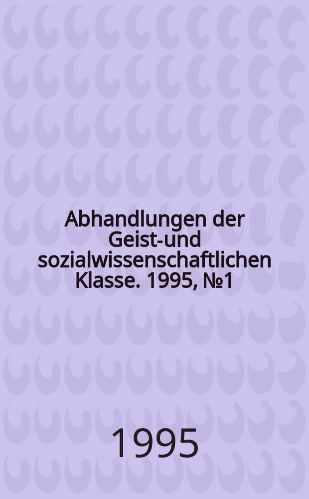 Abhandlungen der Geists- und sozialwissenschaftlichen Klasse. 1995, №1 : Eros und Aidos in Phaidras Monolog