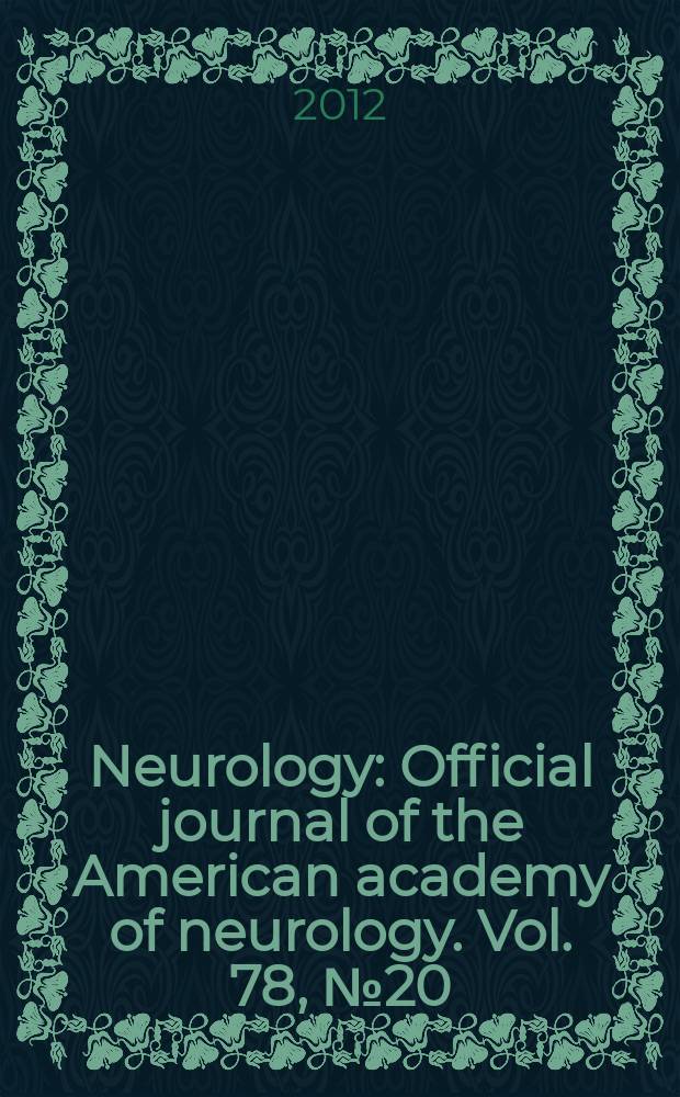 Neurology : Official journal of the American academy of neurology. Vol. 78, № 20