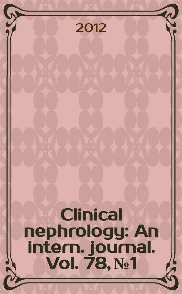 Clinical nephrology : An intern. journal. Vol. 78, № 1