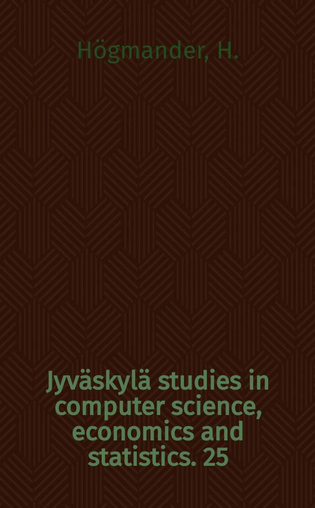 Jyväskylä studies in computer science, economics and statistics. 25 : Methods of spatial statistics...