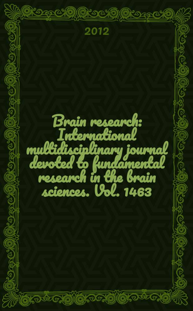 Brain research : International multidisciplinary journal devoted to fundamental research in the brain sciences. Vol. 1463