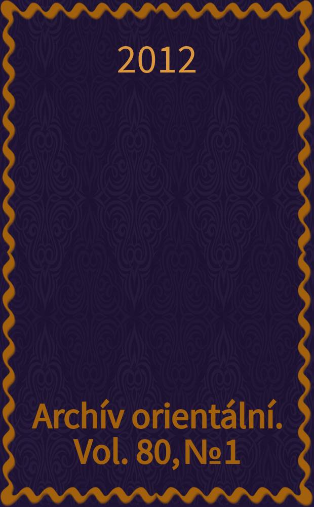 Archív orientální. Vol. 80, № 1