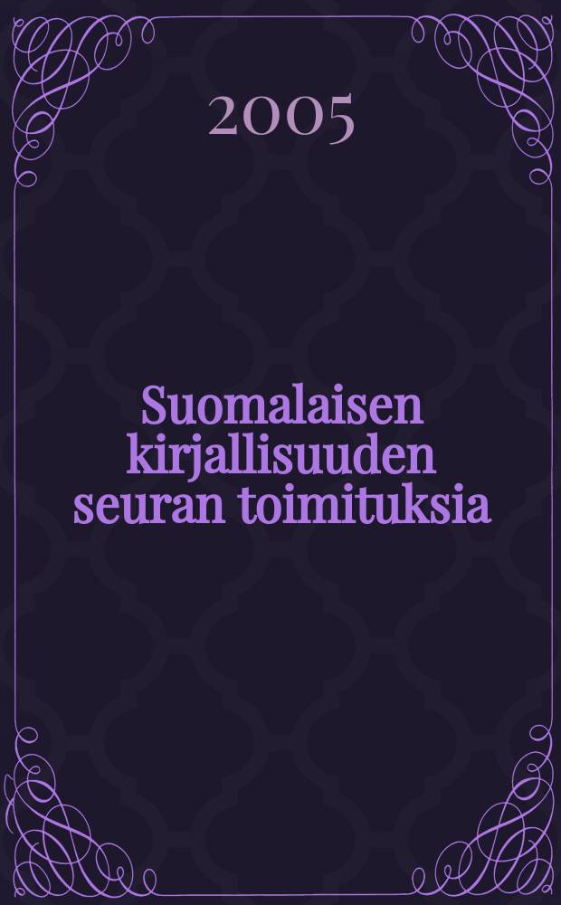 Suomalaisen kirjallisuuden seuran toimituksia : Rajarahvaan laulu