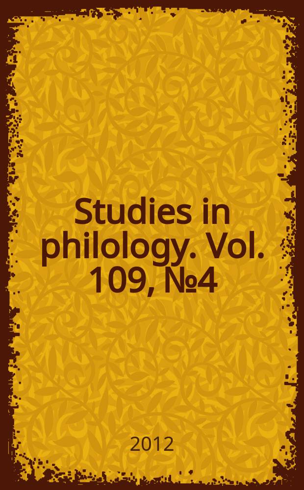 Studies in philology. Vol. 109, № 4