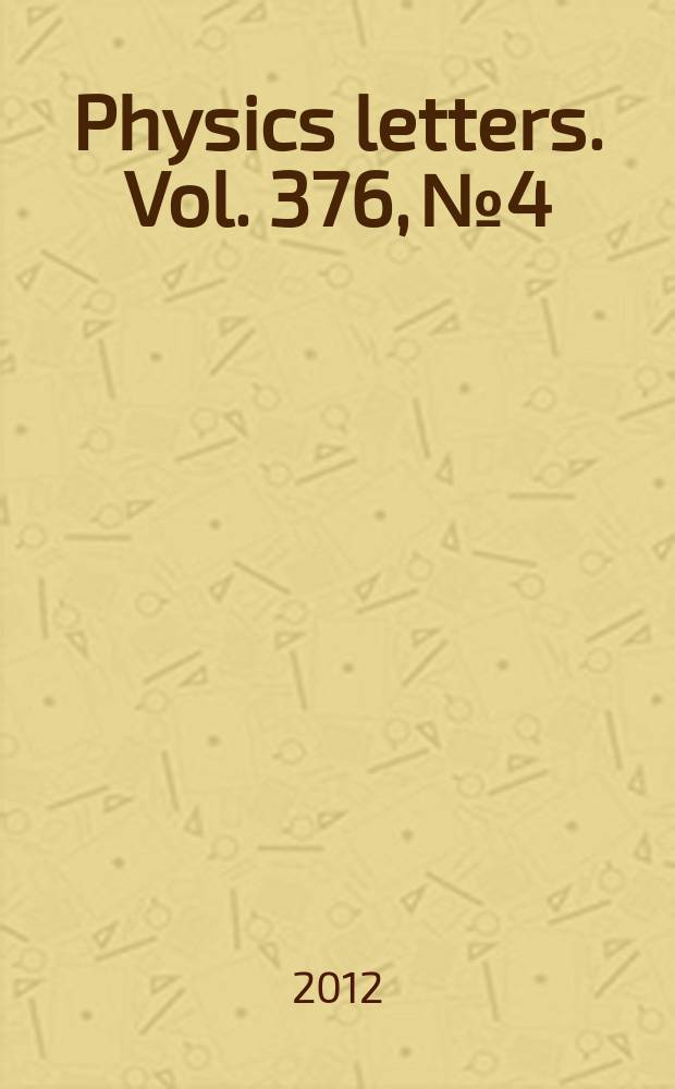 Physics letters. Vol. 376, № 4