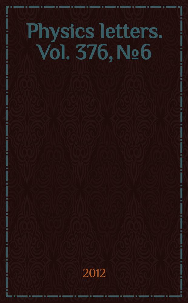 Physics letters. Vol. 376, № 6/7