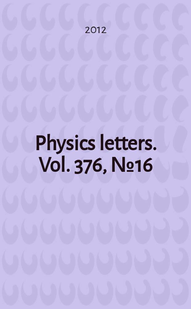 Physics letters. Vol. 376, № 16