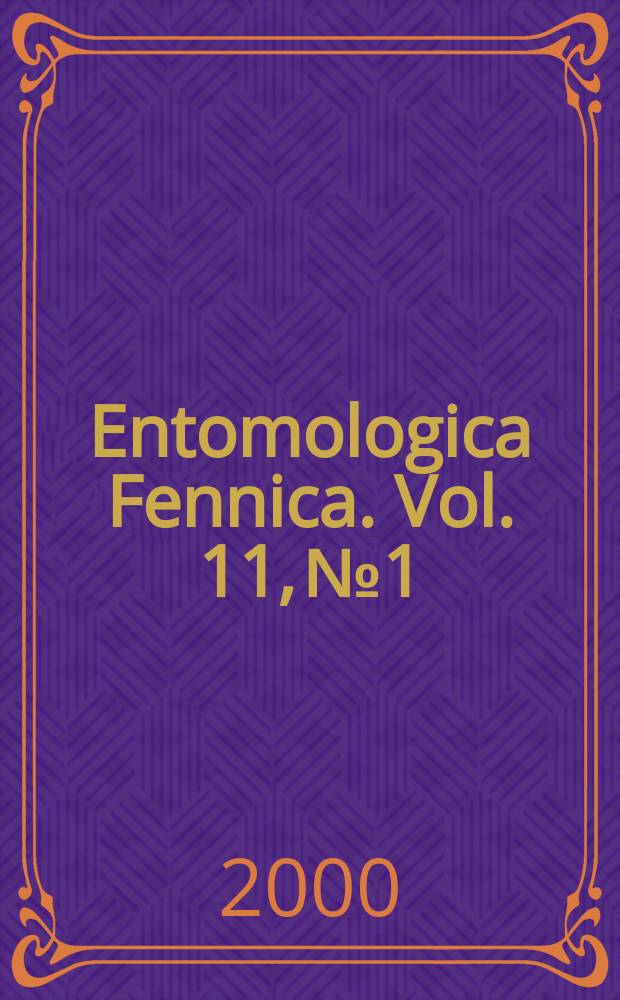 Entomologica Fennica. Vol. 11, № 1