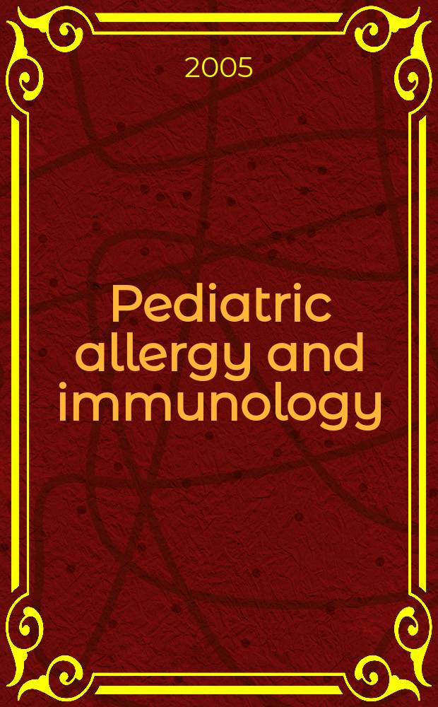 Pediatric allergy and immunology : Official publ. of the European society of pediatric allergy and immunology. Vol.16, №6
