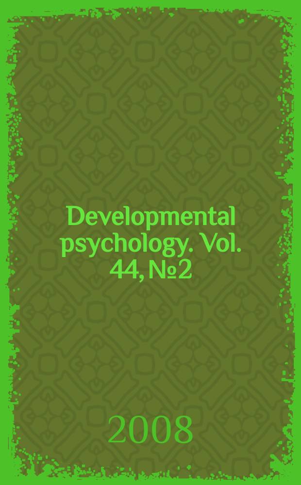 Developmental psychology. Vol. 44, № 2