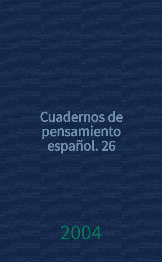 Cuadernos de pensamiento español. 26 : Tratado de la inmaculada ...