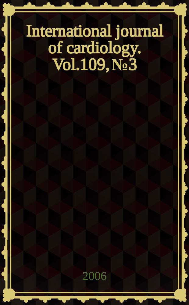 International journal of cardiology. Vol.109, №3