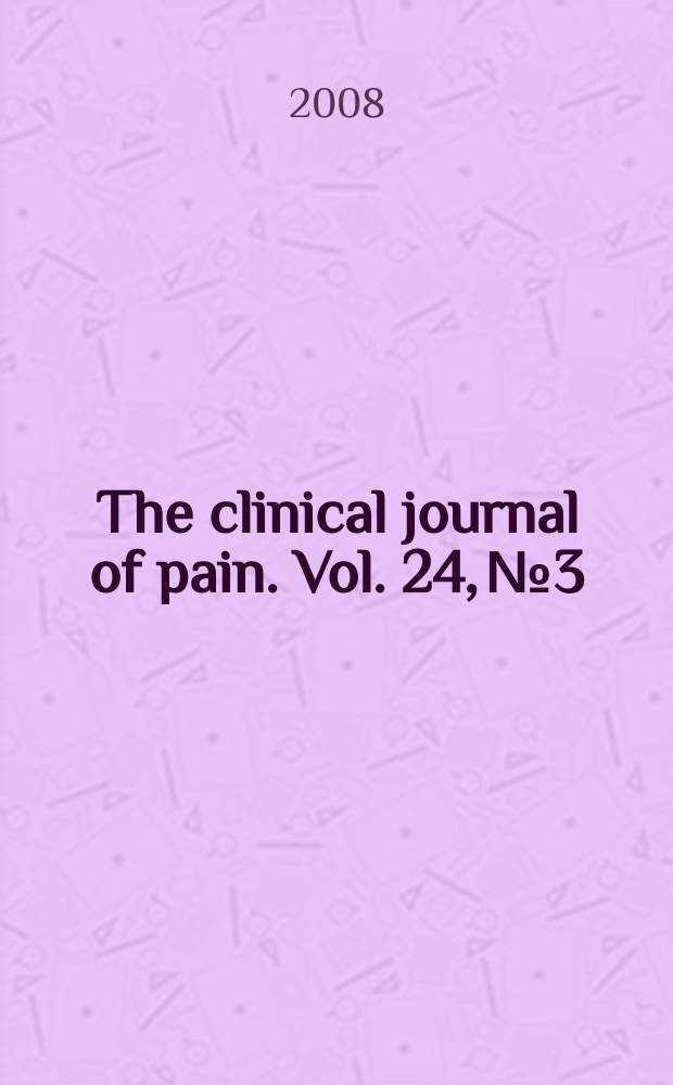 The clinical journal of pain. Vol. 24, № 3
