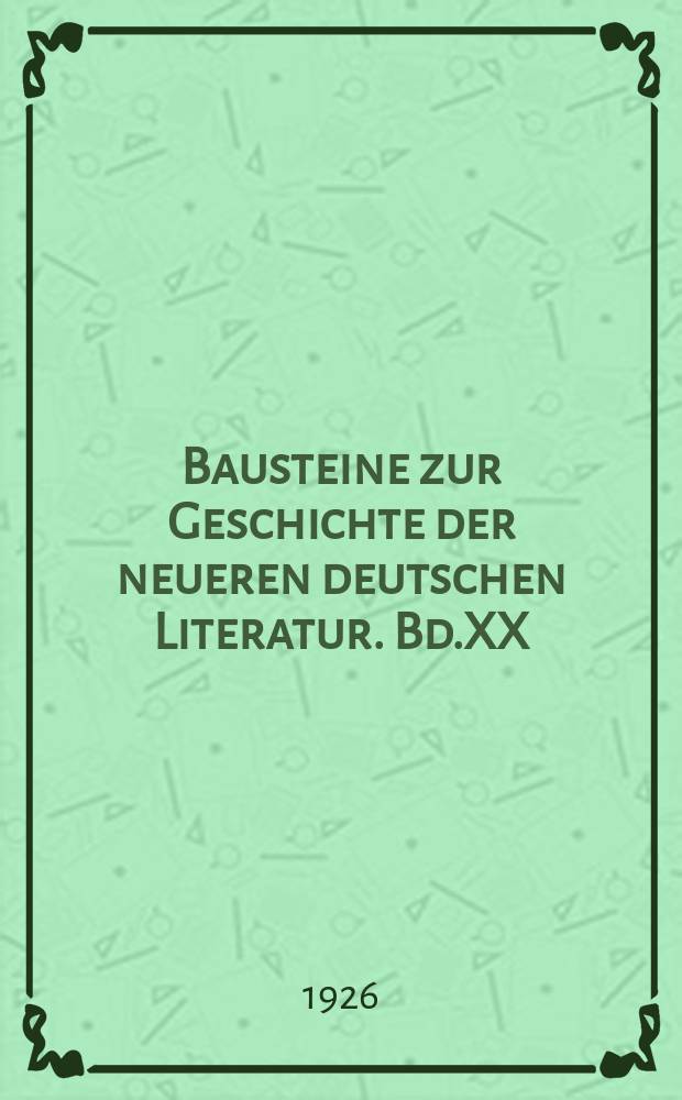 Bausteine zur Geschichte der neueren deutschen Literatur. Bd.XX : Die dramatische Handlung in Sophokles' "König Oedipus" und Kleists "Der zerbrochene Krug"