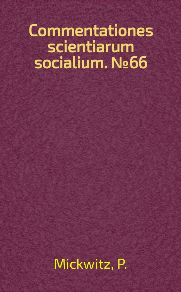 Commentationes scientiarum socialium. №66 : Environmental policy evaluation