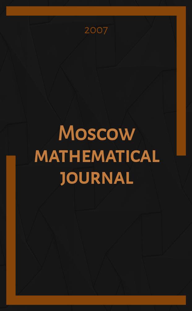 Moscow mathematical journal : MMJ. Vol.7, №2 : Issue dedicated to Askold G. Khovanskii on the accasion of his 60th birthday