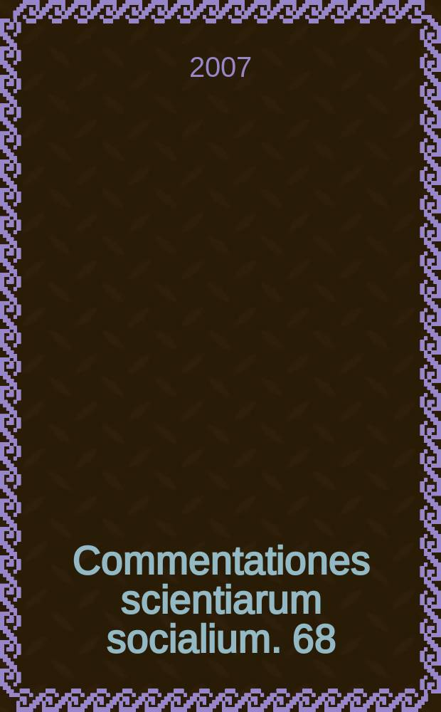 Commentationes scientiarum socialium. 68 : NORDEK