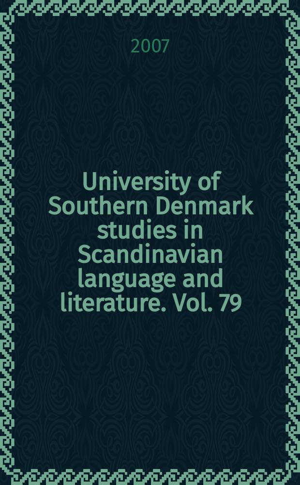 University of Southern Denmark studies in Scandinavian language and literature. Vol. 79 : Sæt ord på! = Слова в порядке!