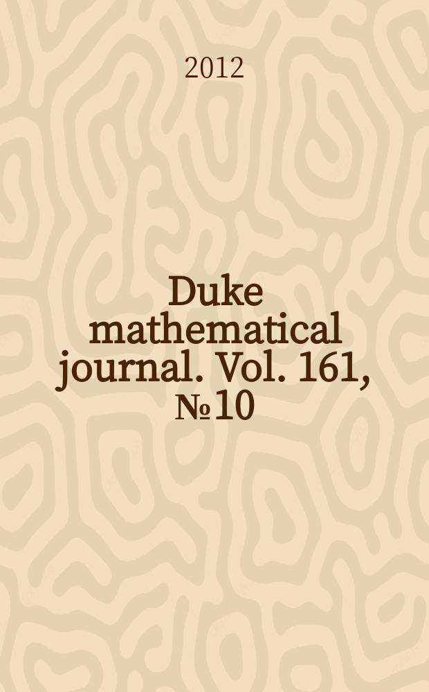 Duke mathematical journal. Vol. 161, № 10