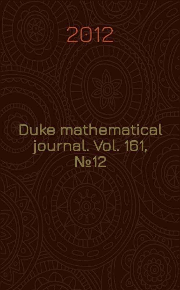 Duke mathematical journal. Vol. 161, № 12