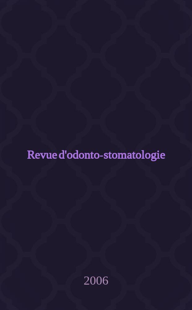Revue d'odonto-stomatologie : Publ. par la Soc. odontologique de Paris Fusion des revues LA Revue odontologique Odontologie-le Bulletin des chirurgiens-dentistes indépendants - La Revue dentaire de France. T.35, №1
