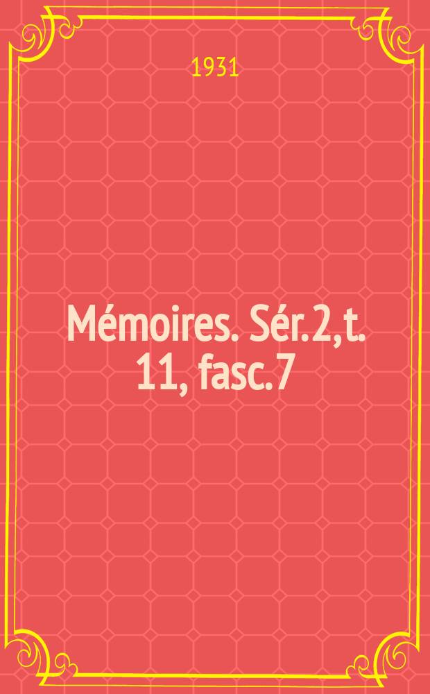 M&eacute;moires. S&eacute;r. 2, t. 11, fasc. 7 : Une th&eacute;orie de la sommation d'influx nerveux = Теория суммации нервных импульсов