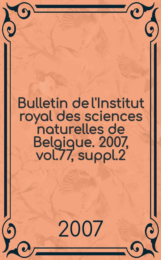 Bulletin de l'Institut royal des sciences naturelles de Belgique. 2007, vol.77, suppl.2 : Census of Antarctic marine life: Synopsis of the Amphipoda of the Southern ocean