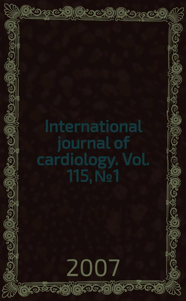 International journal of cardiology. Vol. 115, № 1